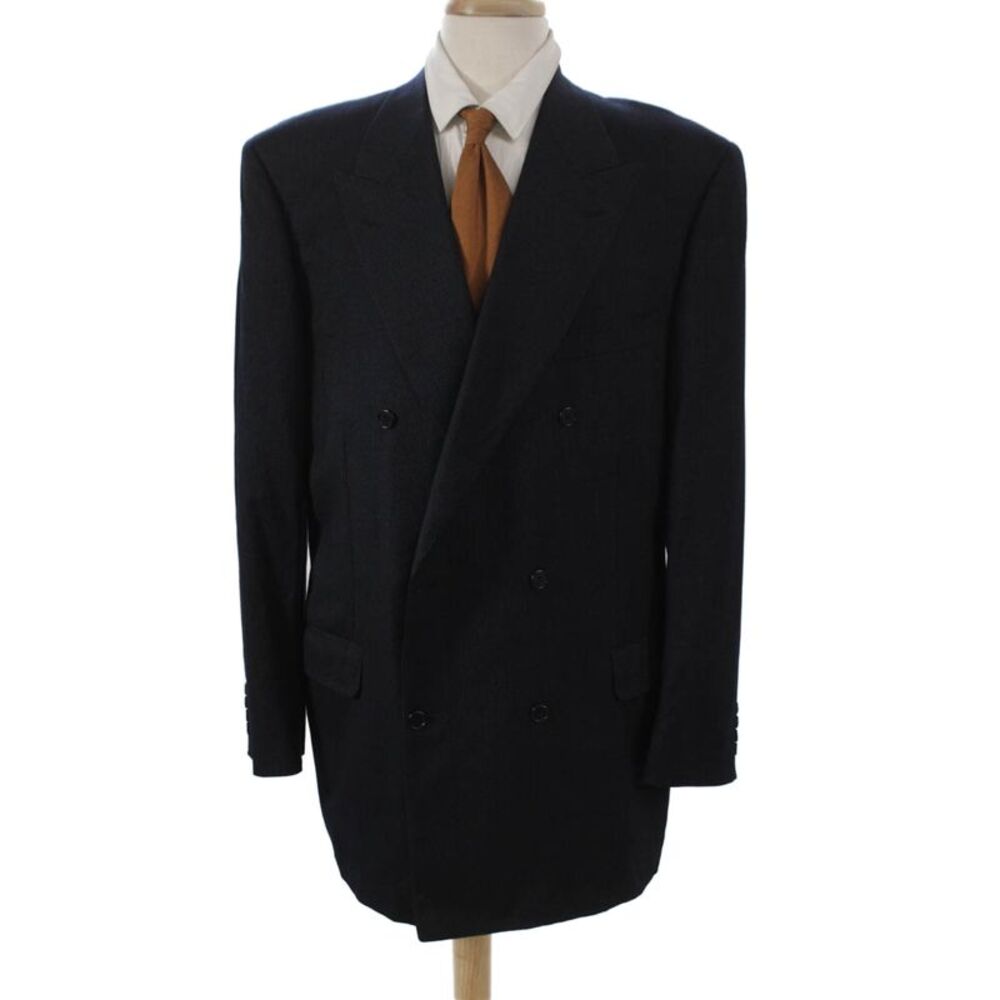 Canali Mens Blue Striped Wool Cashmere Blazer Size 56